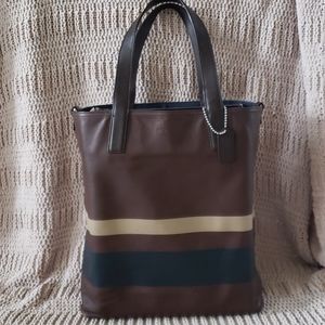 Coach reversible leather and canvas tote bag
